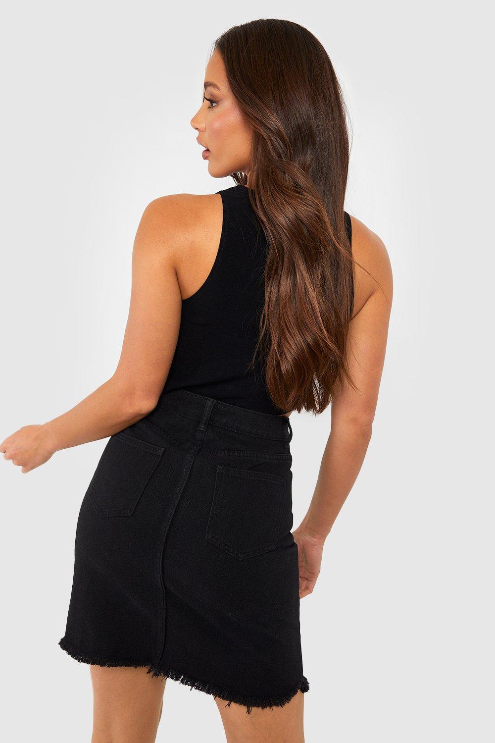 Black denim 2024 mini skirt boohoo